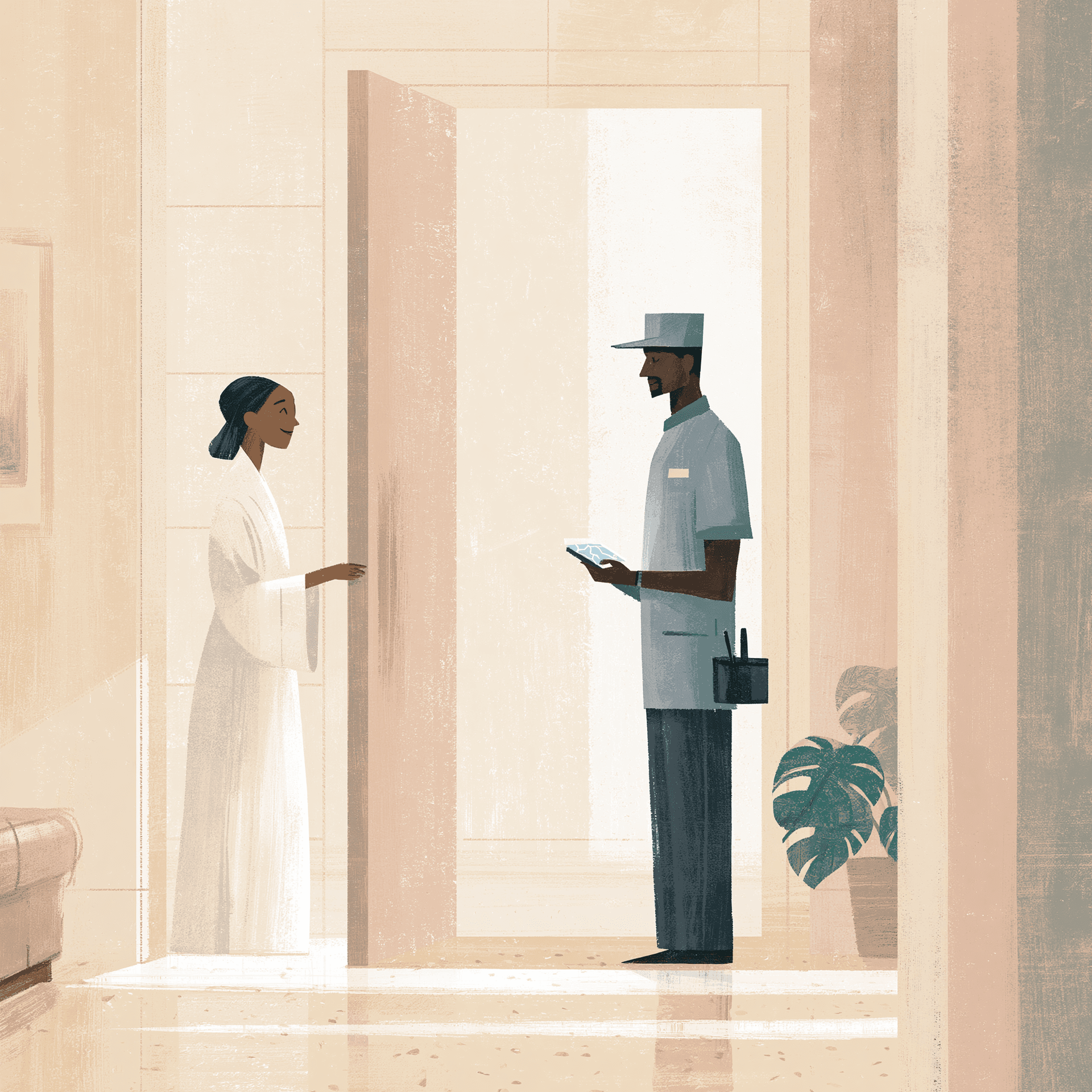 A Lox provider arriving at the door of a Lagos home